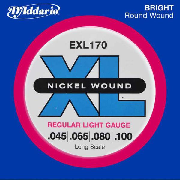 Cordas de Baixo DAddario Regular Light Níquel 45-100 Gauge EXL170 Long Scale