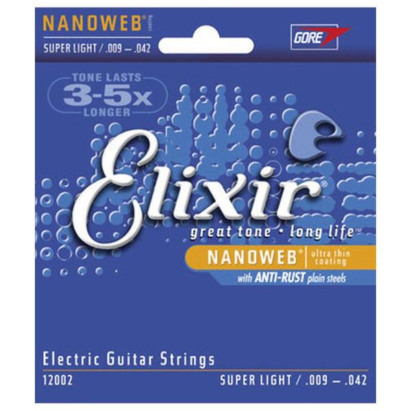 Cordas de Guitarra Elixir NANOWEB Super Light 009 com Revestimento Nanoweb