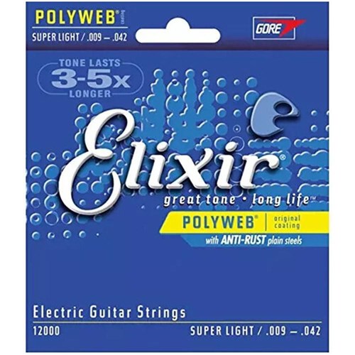 Cordas de Guitarra Elixir Polyweb 009 - Guitarra 12000