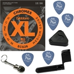Cordas De Guitarra Flatwound 013 D'addario Chromes Medium Gauge ECG26 + Kit IZ1