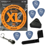 Cordas De Guitarra Flatwound 010 D'addario Chromes Extra Light ECG23 + Kit IZ1
