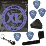 Cordas De Guitarra Flatwound 011 D'addario Chromes Jazz Light ECG24 + Kit IZ1