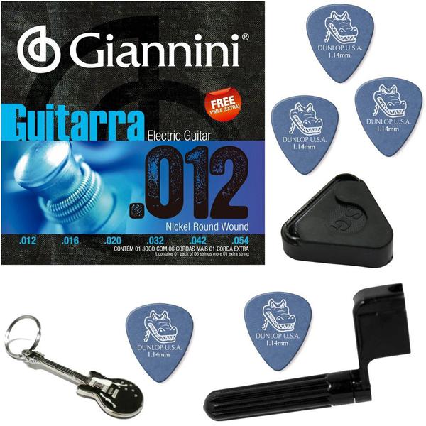 Cordas de Guitarra Giannini 012 054 Nickel Wound GEEGST12 + Kit de Acessórios IZ1