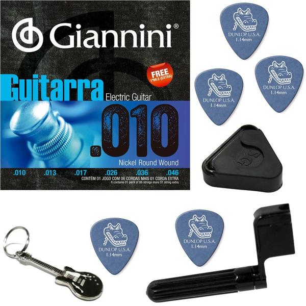 Cordas de Guitarra Giannini 010 046 Nickel Wound GEEGST10 + Kit de Acessórios IZ1
