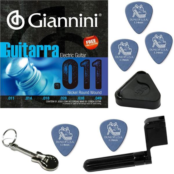 Cordas de Guitarra Giannini 011 049 Nickel Wound GEEGST11 + Kit de Acessórios IZ1