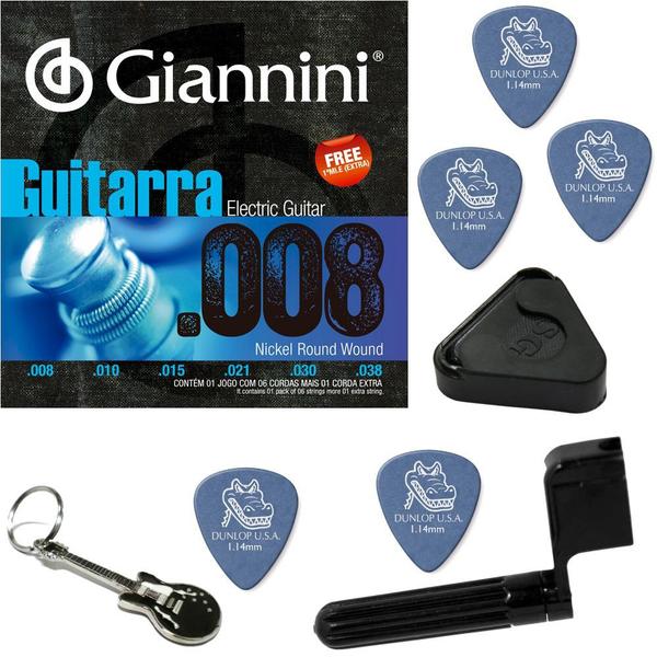 Cordas de Guitarra Giannini 08 038 Nickel Wound GEEGST8 + Kit de Acessórios IZ1