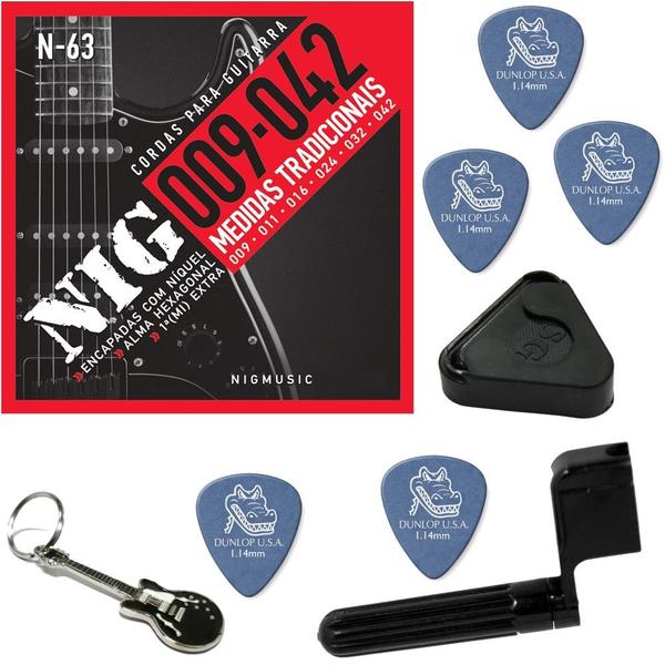 Cordas de Guitarra Nig 09 042 Tradicional Class Nickel Wound N63 + Kit de Acessórios IZ1