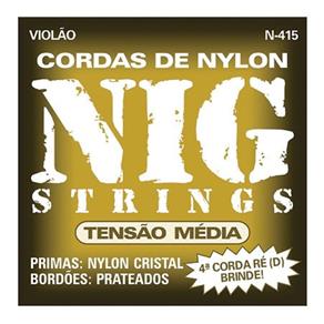 Cordas de Nylon Nig Cristal para Violão - Bordões Prateado - Tensão Média N-415