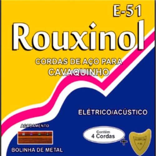 Cordas para Cavaquinho E51 C/ Bolinha Aço com Palheta Inclusa - Rouxinol