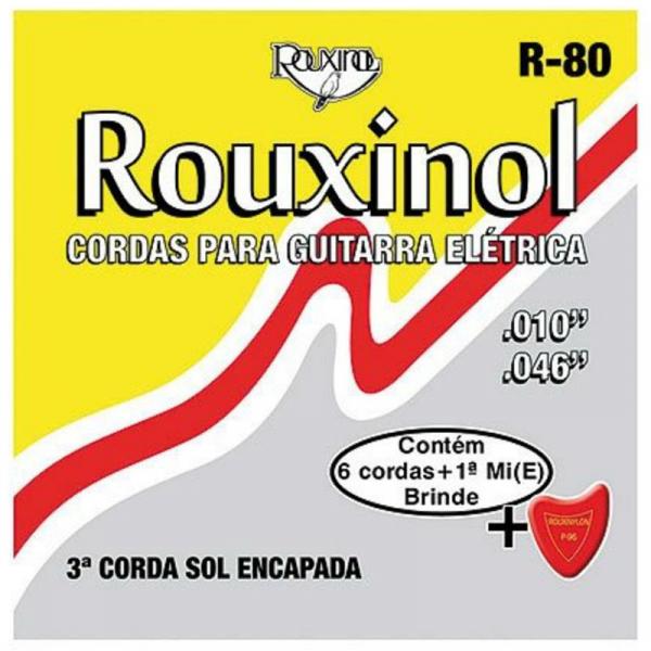 Cordas para Guitarra .010/.046 Pol Aço Carbono R80 Rouxinol