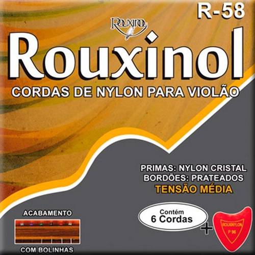 Cordas para Violão em Nylon Tensão Média R58 Rouxinol