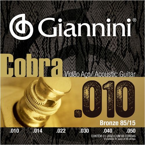 Cordas Violão Aço 010 Giannini Cobra Bronze 85/15 GEEFLE