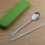 Coreia do Plano Chopsticks Colher portátil Set Two In One grande punho longo