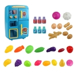 Crianças bonito Cozinha Pretend Play Simulação Elétrica Simulação Frigorífico + Vending Machine Utensílios de Cozinha Cozinhar para miúdos