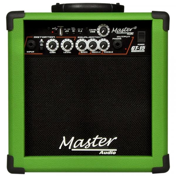 Cubo para Guitarra 15W Rms 6 Pol Verde Gt15usbvd Master Áudio - Master Audio
