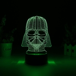 Darth Vader Luz LED 3D - 7 Cores, 2 modos de luz, de energia através de micro USB ou pilhas AA, 5watt