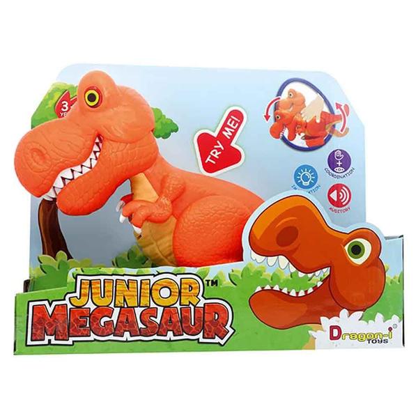 Dino Comilao Luz e Som - Junior Megasaur - T-Rex Laranja - Fun