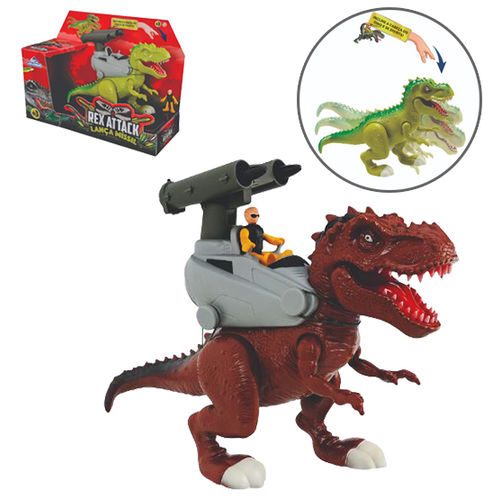 Dinossauro Rex Attack com Lanca Missil + Som e Luz a Bateria na Caixa