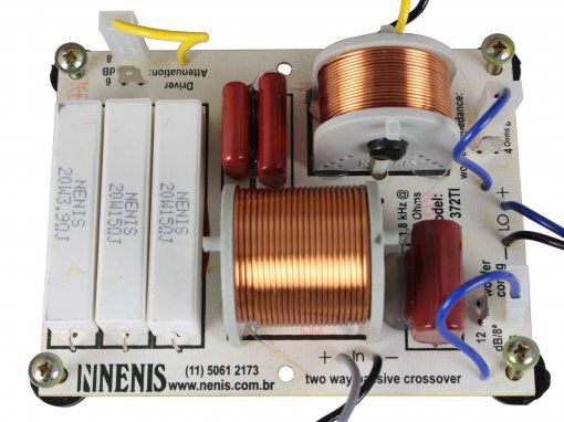 Divisor de Frequência 2 Vias Passivo 1 ou 2 Alto-falantes + 1 Driver Titanium 370W RMS DF372TI Nenis