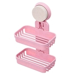 Double Layer Titular Soap Box com ventosa para banheiro cozinha de casa