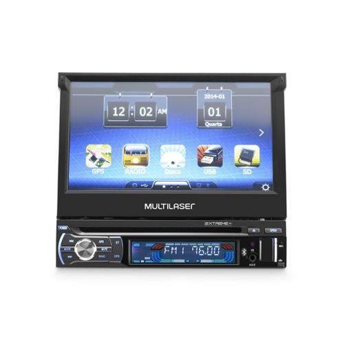 DVD Player Automotivo Multilaser Extreme+ GP044 1 Din 7 Pol Retrátil Bluetooth GPS TV USB MP3 Mirror