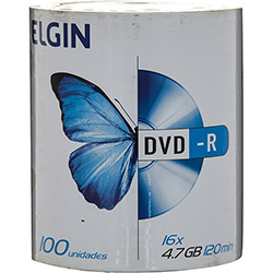 DVD-R 16x/4.7GB/120 Minutos (Pino com 100 Unidades)