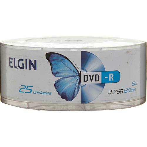 DVD-R 8x/4.7GB/120 Minutos (Pino com 25 Unidades)