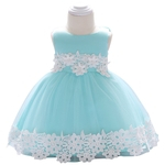 Elegante Bubble Girl Dress Moda Lace Borda Vestido bowknot