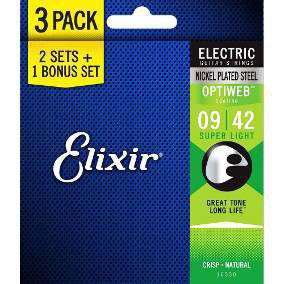 Encordoamento 09 Elixir Guitarra Optiweb Pack Leve 3 Pague 2