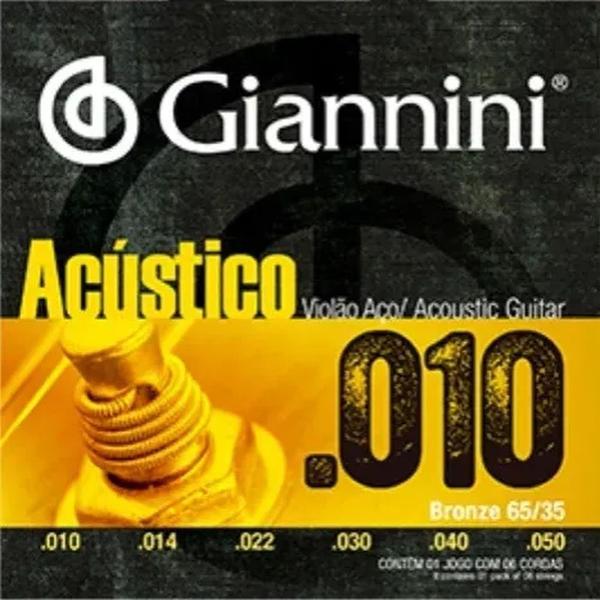 Encordoamento AÇO Giannini P/ Violão -- ACÚSTICO .010 -- GESWAM - .010-.050 - Bronze 65/35