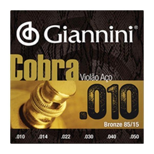 Encordoamento AÇO Giannini P/ Violão -- COBRA .010 -- GEEFLE - .010-.050 - Bronze 85/15