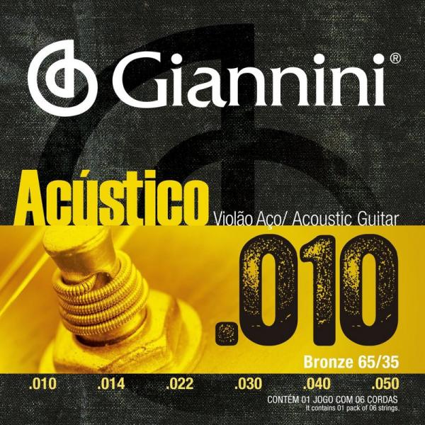 Encordoamento Acustico Violão Bronze 65/35 0,10 - 0,50 - Giannini