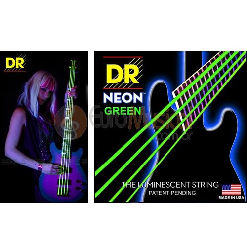 Encordoamento Baixo Neon Green Coated Bass Dr Strings 5c 0.40