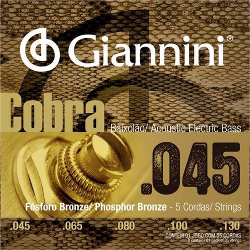 Encordoamento Baixolão 5 Cordas Giannini Cobra 045 GEEBASF5