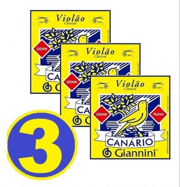 Encordoamento Canário Violão Nylon Kit com 03 Jogos - Giannini