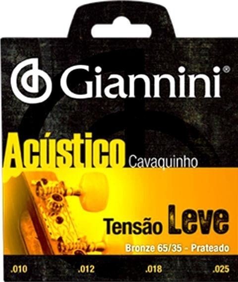 Encordoamento Cavaquinho .010-.025 Giannini Acústico Tensão Leve Gescl...