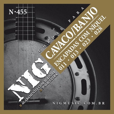 Encordoamento Cavaquinho - Banjo Nig N-455 .011.028 - com Bolinha - Niquel
