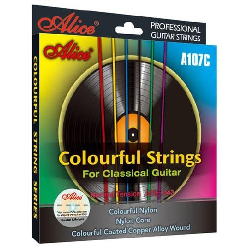 Encordoamento Colorido de Violão Nylon Alice A107C Cordas de Nylon Coloridas
