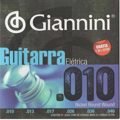Encordoamento Cordas Guitarra 010 Níquel Giannini Mi Extra