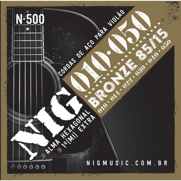 Encordoamento Cordas NIG N500 010-050 Bronze para Violão Aço - Nig Music