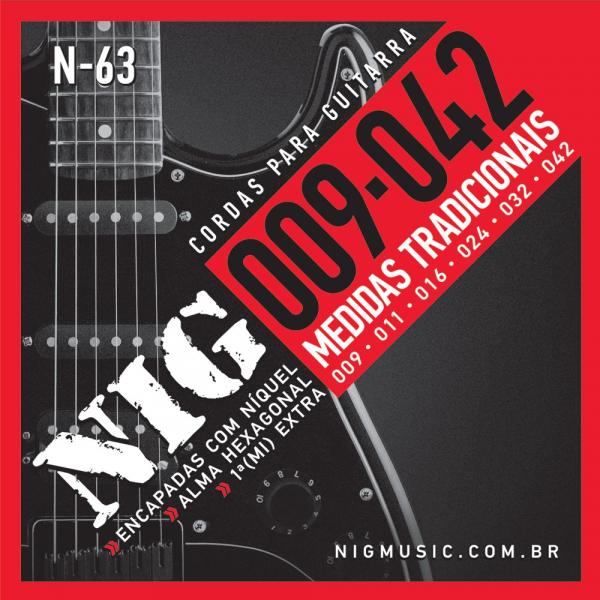 Encordoamento Cordas NIG N63 009-042 Níquel para Guitarra - Nig Music