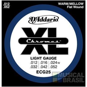 Encordoamento D`Addario ECG25 Chromes Light (.012-.052) para Guitarra (Flat Wound)