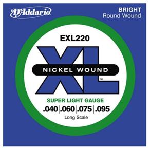 Encordoamento D`Addario EXL220 Super Light (.040-.095) para Contrabaixo 4 Cordas (XL Nickel Wound)