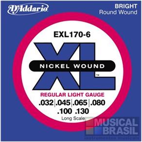 Encordoamento D`Addario EXL170-6 Regular Light (.032-.130) para Contrabaixo 6 Cordas (XL Nickel Woun