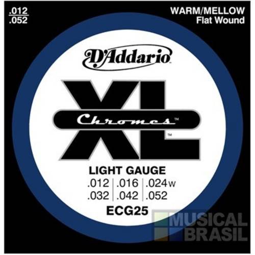 Encordoamento Daddario Ecg25 Chromes Light (.012-.052) para Guitarra (Flat Wound)