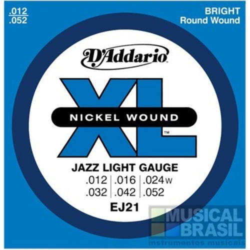 Encordoamento Daddario Ej21 Jazz Light (.012-.052) Para Guitarra (Xl Nickel Round Wound)