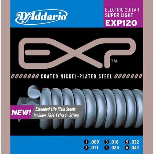 Encordoamento D'Addario EXP120 Super Light .009-.042 para Guitarra EXP Coated Nickel