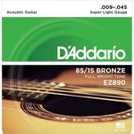 Encordoamento DAddario violão aço 09 EZ890 1a corda extra