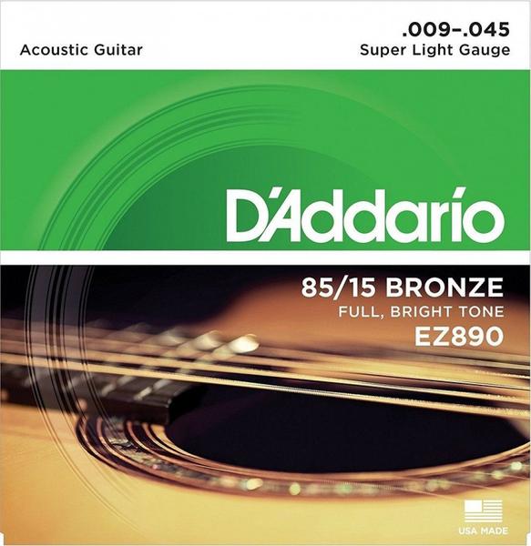 Encordoamento DAddario violão aço 09 EZ890 1a corda extra