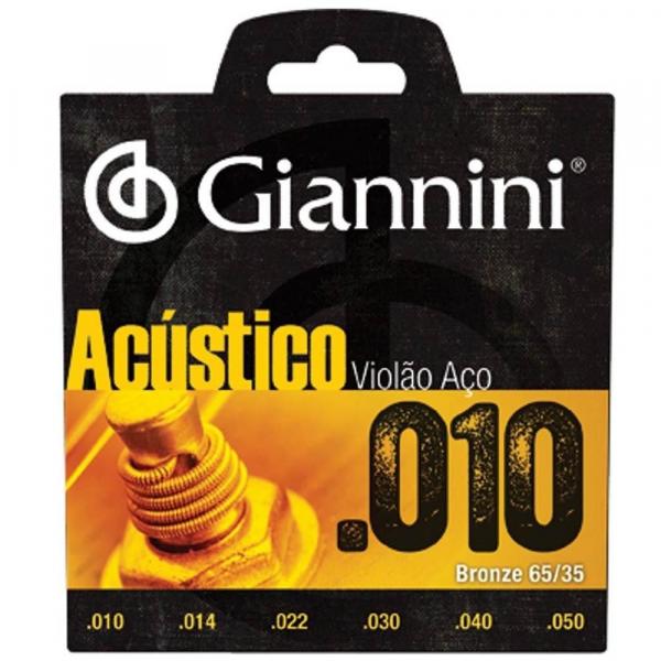 Encordoamento de Aço para Violão Acústico Giannini 010 Geswam